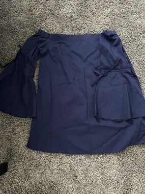 Market & Spruce Navy Off-the-Shoulder Mini Skirt with Tie Accent